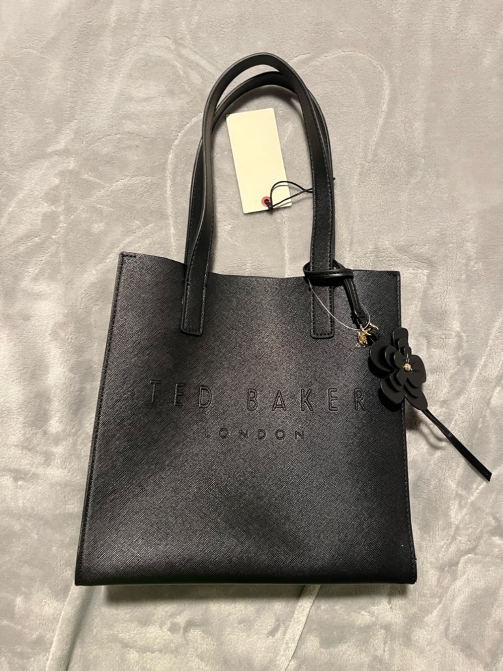 Ted Baker Black Tote with Floral Charm Accent